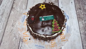 Ganachetaart met Kerstdecoratie, bakkerij rob janssen, taarten, foto pagina, elsloo, Kerstdecoratie